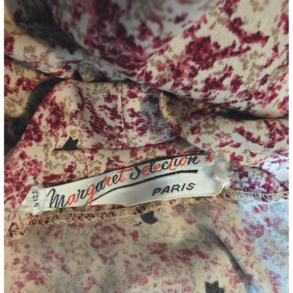 Margaret Selection Paris vintage‎ 80 Floral Print Midi Dress Belted Long Sleeve - Picture 10 of 12
